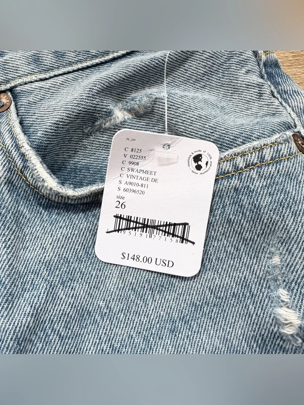 NWT AGOLDE Parker Long Jean Shorts Swapmeet Blue 27